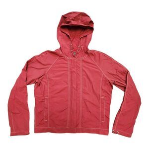 Y2K Women's Banana Republic Windbreaker‎ Hooded Red Size Large Packable Outdoors